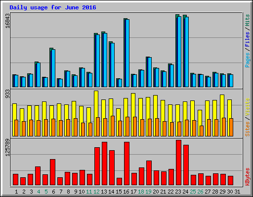 Daily usage for June 2016
