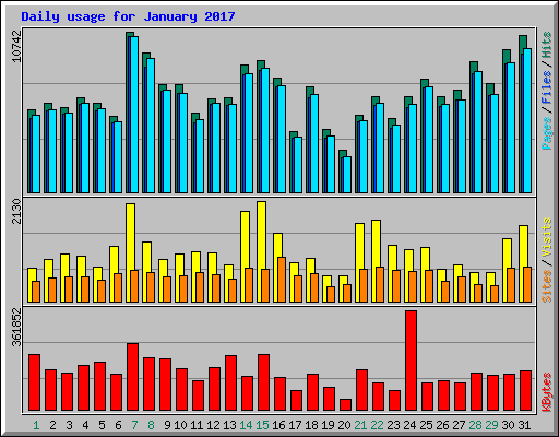Daily usage for January 2017