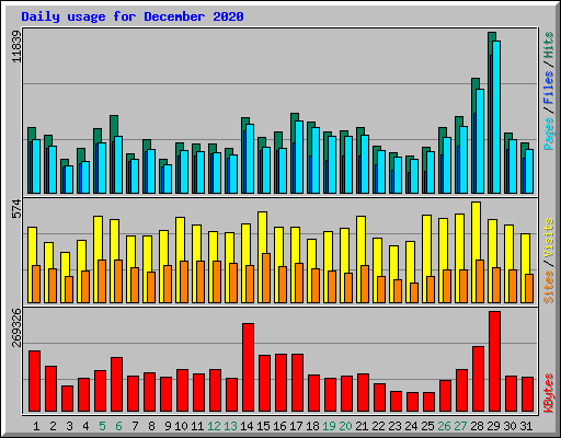 Daily usage for December 2020