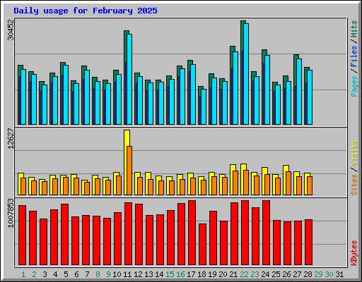Daily usage for February 2025