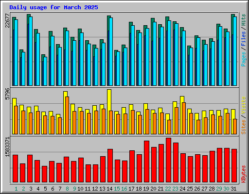 Daily usage for March 2025