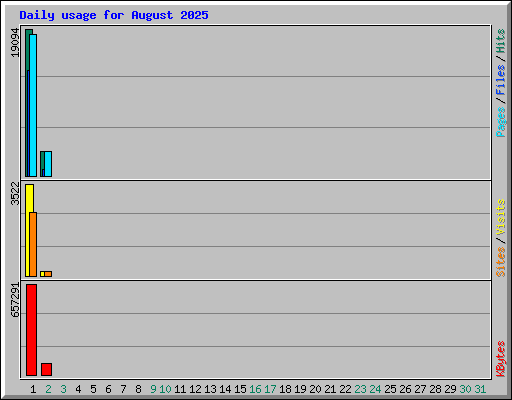 Daily usage for August 2025
